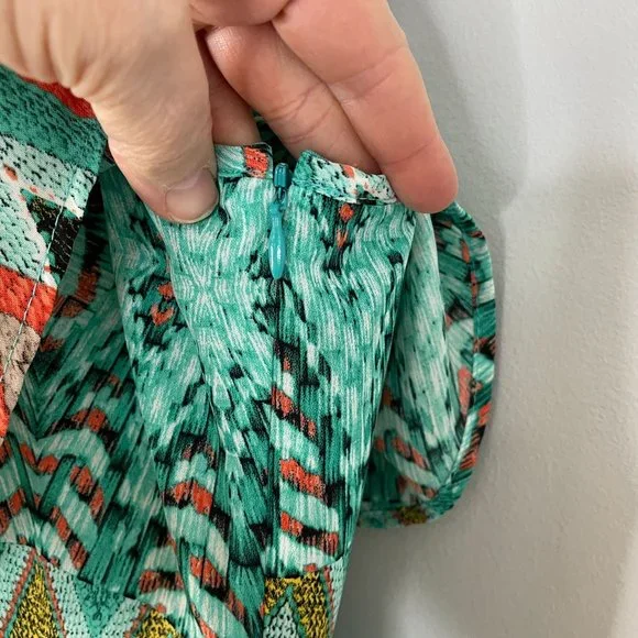 Altar'd State Dress M Aqua Coral Southwest Aztec Flowy Comfortable Maxi Long - Picture 10 of 13